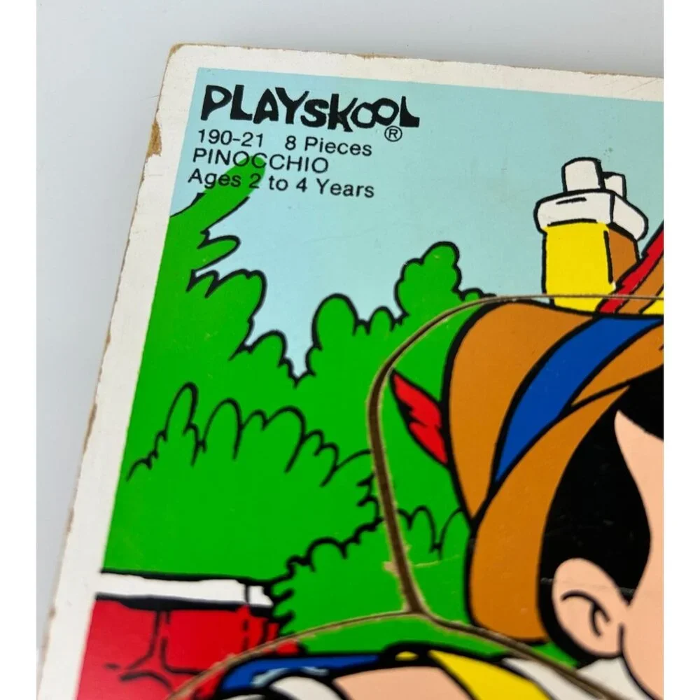 Walt Disney Productions Playskool 8 Piece Board Puzzle Pinnochio Jiminy Cricket